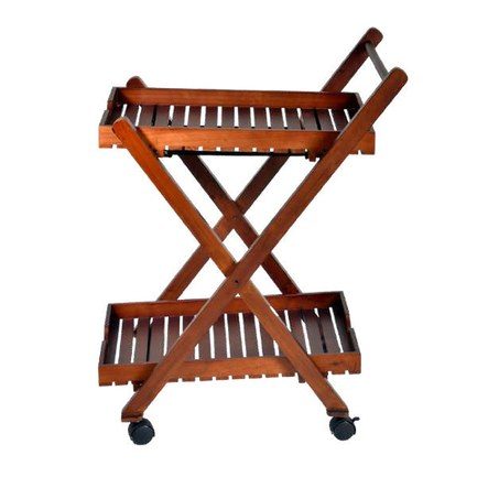 Bar trolley from the front, both tiers and castors visible