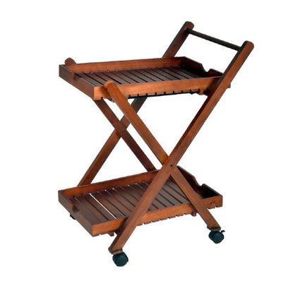 Bar trolley from an angle on its castors