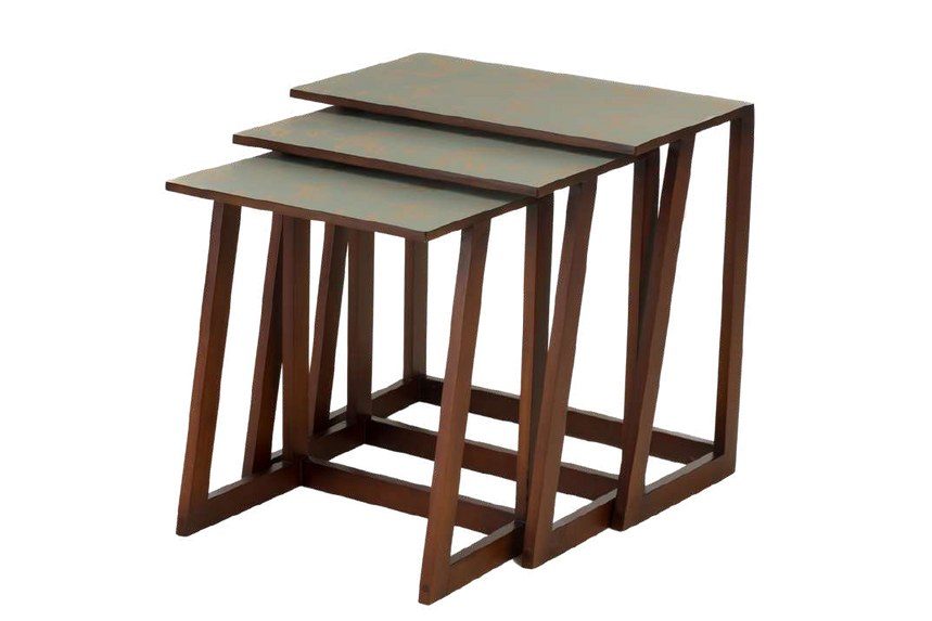 The three nesting tables stacked inside one another