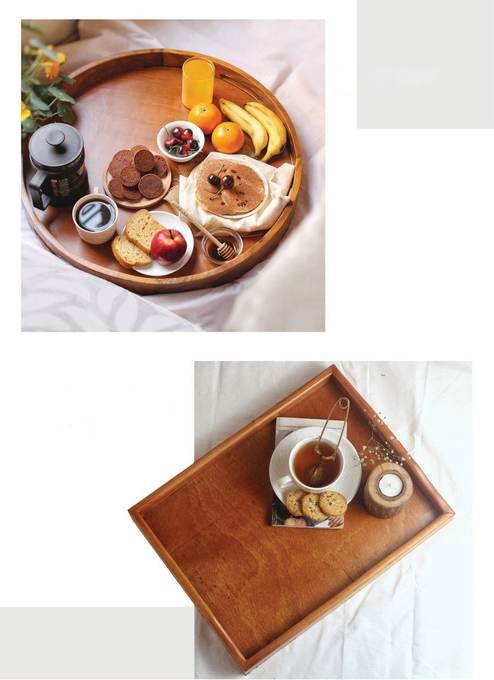 A spread laid out on wooden serveware