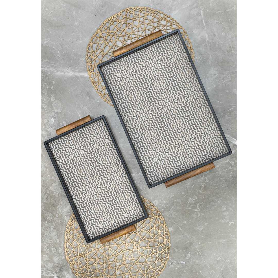 Rattan tray set on a table